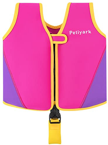Petiyark Verstellbare Schwimmweste Kinder, Neopren Schwimmhilfe für Kinder, Leicht und komfortabel, Schwimmtraining Unterstützen, Geeignet für Jungen und Mädchen im Alter von 2-3 Jahren - Rosa, S