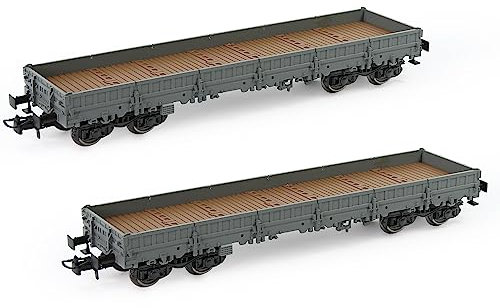 Evemodel 2 STK. Spur H0 1:87 40' Niederbordwagen Güterwagen Modelleisenbahn Transport von schweren (grau)