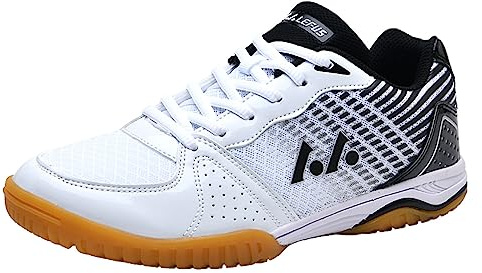 JiuQing Zapatos De Tenis De Mesa para Hombre Zapatillas De Bádminton De Ping Pong Zapatos De Entrenamiento De Fitness para Interiores Transpirables De Fondo Suave,Negro,38 EU