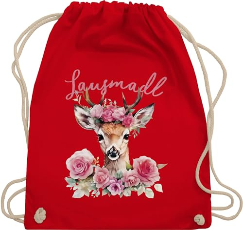 Turnbeutel Rucksack - Kompatibel mit Oktoberfest Tasche - Lausmadl Reh Geweih I Lausemädchen I Freches Mädchen I Lausmädchen I Lousy Girl - Unisize - Rot - trachtenrucksack bayrische sackerl