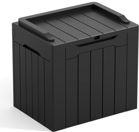 Greesum 31 Gallon Resin Deck Box All Weather Outdoor Storage Boxes for Patio Furniture Set,Outdoor Toys,Garden Tools,Black