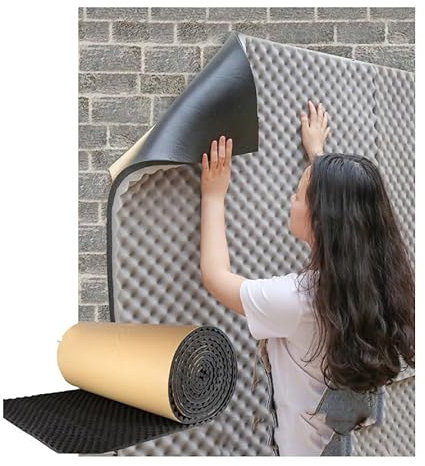 zklaseot Verdunkelungsrollo, Akustikplatten 2mm Dicker Schalldämmende Baumwolle Lärm Reduzieren Bleib Ruhig Selbstklebend for Bar Aufnahmestudio Heim, Anpassbare Größe (Farbe : Schwarz