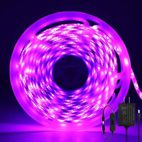 ShineBurky Tira LED 5 Metros Rosa, 12V Luces LED 300LEDs SMD2835 | Luz LED Adhesiva Impermeable IP65 Strip Light Flexible Cocina Interior Exterior Navidad DIY Decoración (mit Adaptador)