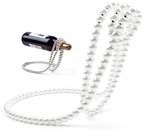 Pearl Necklace Wine Rack Metal Magic Chain Wine Bottle Holder Wine Storage Stand for Home Bar Table Decoration