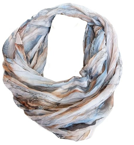 J26 Streifen Seide Glitzer Gold Fäden Sommer Frühling Loop Verlauf Regenbogen Rainbow Silk Uni Rundschal Schlauchschal Stola Schal leicht (Verlauf Braun)