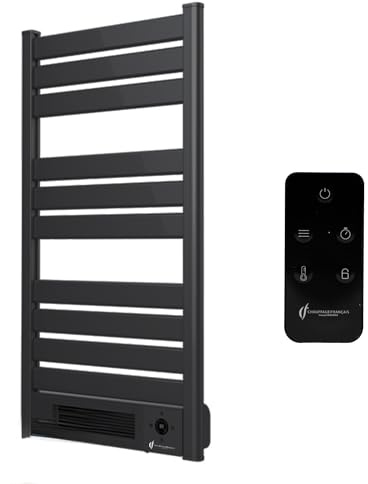 Omiros Sannover Elektrischer Handtuchtrockner, Wandmontage, mit Gebläse, 2000 W, Schwarz