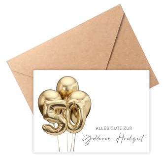 The Life Barn Postkarte mit Umschlag Goldene Hochzeit Glückwunschkarte | Hochwertige Karte auf 350g Papier, inkl Umschlag