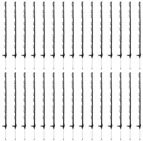 True Products 30 x 4ft Black Electric Fence Plastic Poly Posts Temporary Fencing Horse Paddock Line Stakes Poles