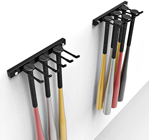 An der Wand montierter Metall-Baseballschläger-Aufbewahrungsorganisator-Rack-Ständer, schwarzer hängender Softballschläger-Ausstellungshalter für Indoor-Garage, Fitnessstudio, Club, platzsparend (Gr