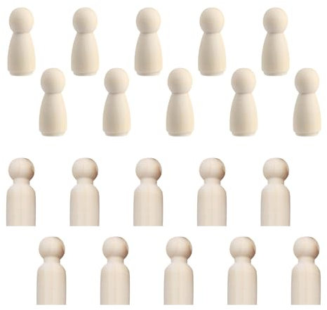 Tabanzhe 20 PCS Nature Unfinished Doll Body, 33mm Female Male Small Wooden Peg Dolls, for Painting Craft Art Decorations Toy
