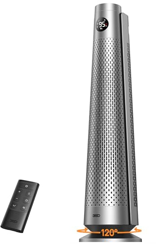 DREO Space Heater with Adjustable Thermostat, 30, 120° Oscillation, 5 Heat & 3 Fan levels, 8 Safety Protections, 25dB Quiet, 1-12H Timer, Remote, Heaters for Indoor Use, Large Room, Bedroom, Grey
