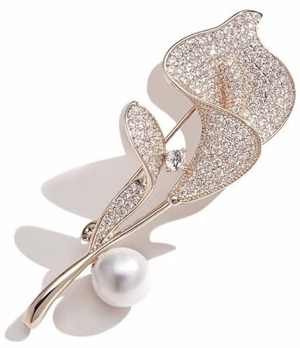 Kristall Calla Lily Brosche Perle Blume Blumenstrauß Corsage Pin Anzug Strickjacke Schal Krawattennadel Hochzeit Brautschmuck Anstecknadel Damen Party Hochzeit Zubehör