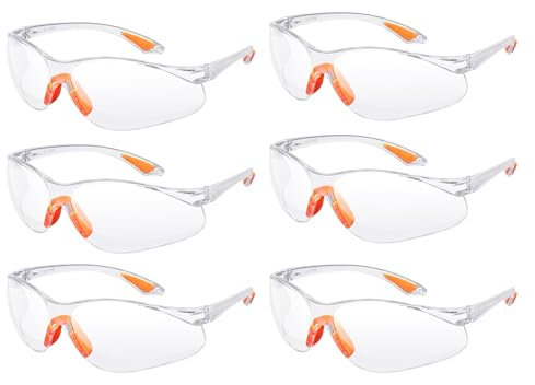 Occhiali Protettivi da Lavoro,6 PCS Occhiali Antinfortunistica da Lavoro Occhiali di Sicurezza Laboratorio Chimica per La Protezione Degli Occhi da Lavoro All'aperto