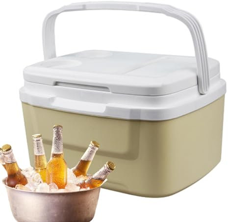 Boîte à lunch isotherme avec compartiment à glace isolé de 8 litres avec poignées résistantes, bac à glace portable intégré pour pique-nique, épicerie