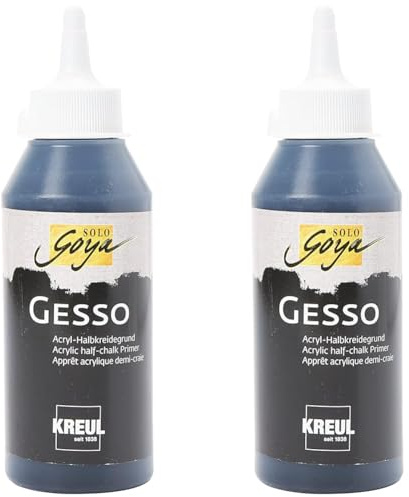 KREUL 85281 - SOLO GOYA Gesso noir, 250 ml, couche de fond pour les supports sombres à base de craie acrylique, résistant à l'eau et bien couvrant (Lot de 2)