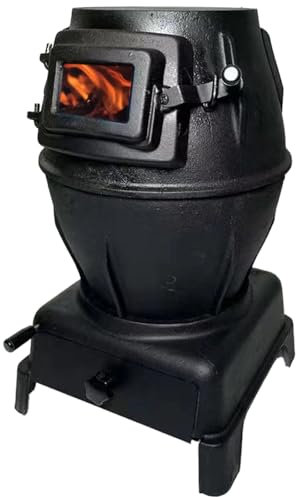 Stufa A Legna Piccola da Interno in Ghisa, Forno A Legna da Esterno con Finestre in Vetro, Fuoco al Carbonio Stufa Legna per Villa, Interno, Riscaldamento e Cucina(S)