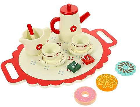 Toyvian 1 Jeu Service à Thé Simulé Vaisselle Maison Miniature Petit Décor De Petite Maison Jouer à La Maison Jeu De L'heure du Thé Ornements Miniatures Petite Vaisselle en Bois