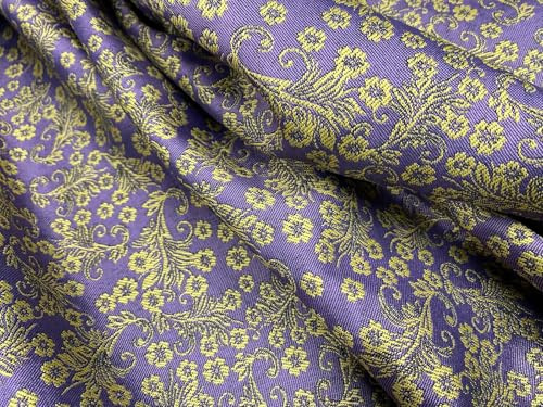 Stoff Meterware Brokatstoff Jacquard lila/gold Dekostoff Polsterstoff 1 Meter x 140 cm
