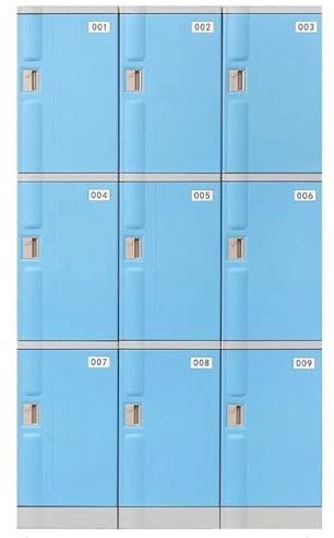 ZHONGXIN.HUIYIN Schließfachschrank mit 9 Türen, Hoher Schließfach-Organizer-Garagen-Werkzeugschrank, Wasserdichter Aufbewahrungsschrank aus Kunststoff Mitarbeiter Schließfächer