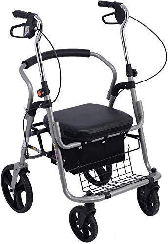 WDWDW Faltbarer Rollator, Rollator mit Doppelbremssystem, Sitz und Rädern, Gehhilfen für medizinische Mobilität, Gehgestell