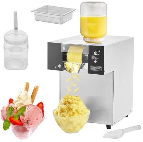 Máquina de hielo comercial Snowflake Ice, máquina trituradora de hielo eléctrica con bandeja extraíble, máquina para hacer granizados y cubitos de hielo para el hogar y fiestas,100kg/h