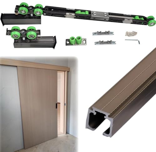 binario per porta scorrevole Ferramenta Per Porte Bypass Per Impieghi Gravosi Con Meccanismo Di Chiusura Ammortizzata, Kit Binario Per Porta Scorrevole Per Armadio, Binario E Rulli Per Porta Interna I