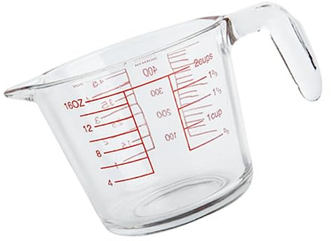 FUNNETOYU Taza Medidora de Vidrio de 500ml para Cocina y Hornear Escala Clara y Fácil de Limpiar, Resistente Gran Capacidad para Líquidos y Vinagre