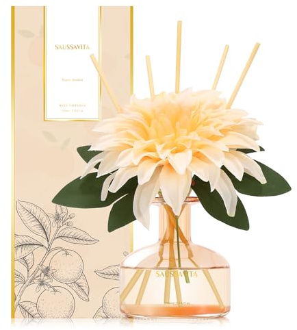 Diffuseur de Parfum 210ml, avec Fleurs Reed Diffuser Set, d'agrumes Parfum Ambiance Maison, Decoration pour Chambre, Salon, Salle de Bain, Bureau