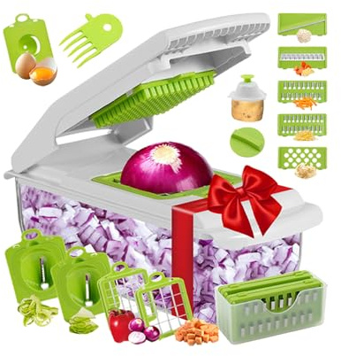 Dicer Coupe-légumes multifonctionnel avec récipient pour râpe à fromage à main, pomme de terre, carotte, ail, coupe-fruits, appareil de cuisine