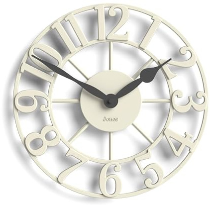 JONES CLOCKS® Lighthouse Wanduhr | Skulpturale skelettuhr | Helle Creme | Elegante erhöhte, geformte ziffern | Dekoratives Design für küche, Wohnzimmer oder Schlafzimmer