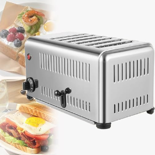 Tostadora comercial eléctrica emergente con temporizador de 1 a 5 minutos, con bandeja recogemigas tipo cajón, ajuste de cinco velocidades, para restaurantes, panaderías, postres y tiendas,6Slice