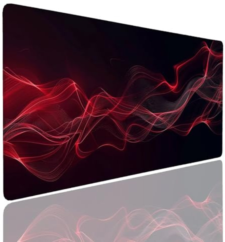 Tappetino per Mouse da Gaming, Tappetino Mouse Pad XXL Grande, Mousepad con Impermeabile e Antiscivolo, Lavabile Sottomano Copri Scrivania Ufficio Casa, Tappetini Tappeto Mouse Mat 900x600x4mm Red (2)