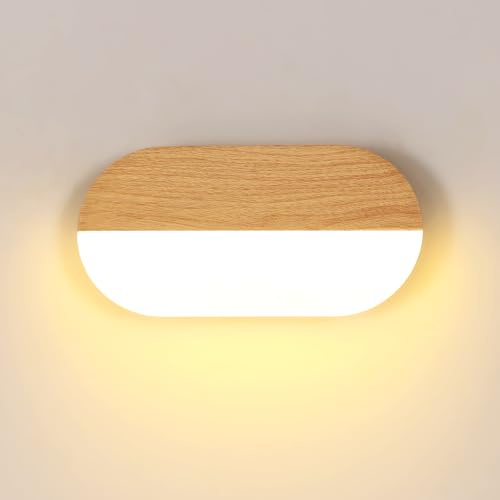 Osairous Aplique de Pared LED Interior, Moderno de Madera Lámpara de Pared, Luz de Pare para Dormitorio, Sala de Estar, Pasillo, 3000K Luz Cálida