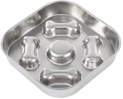 Gamelles Antiglouton pour Chien | Gamelle pour Animaux en Acier Inoxydable - Mangeoire Anti Étouffement pour Léchage D'Intérieur Et D'Extérieur