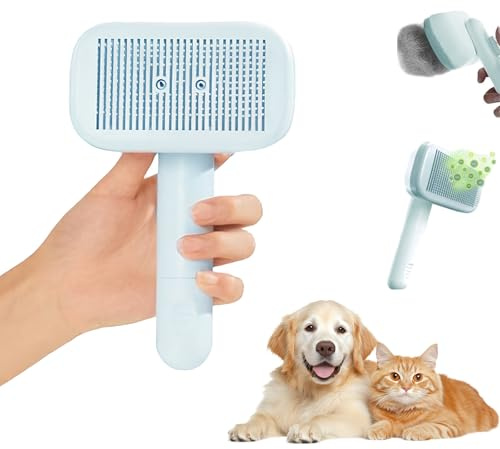 Piddy Pet Ion Brush – Professionelle Ionen Tierhaarbürste mit Doppel - Ionengenerator, Selbstreinigende Hunde - Katzenbürste für Kurz- Langhaar, Befreit Das Fell Von Verfilzungen