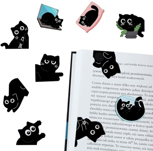 10 Stück Magnetische Lesezeichen, Schwarze Cute Katzenform | Magnetlesezeichen Kinder, Geschenke für Katzenliebhaber, Frauen, Lehrer, Studenten, Buchliebhaber