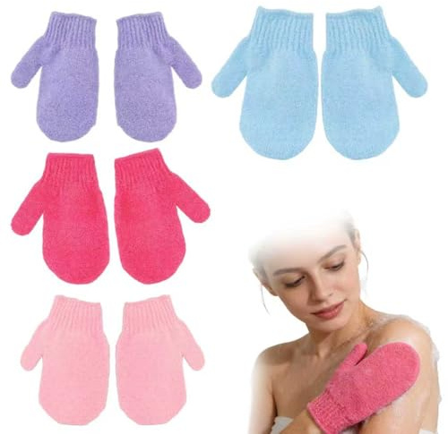 8Pcs Exfoliating Gloves -Shower Gloves - Bath and Body Exfoliator Mitts - Scrubs Away Ingrown Hair and Dead Skin - Exfoliating Gloves for Shower, Spa and Massage