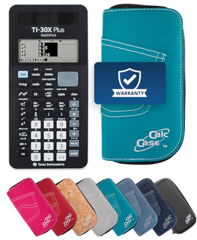 Texas Instruments TI-30X Plus MathPrint Taschenrechner – wissenschaftlicher Schulrechner für Sek I & II, Abitur/IQB zugelassen, mit CalcCase Schutztasche (Türkis)
