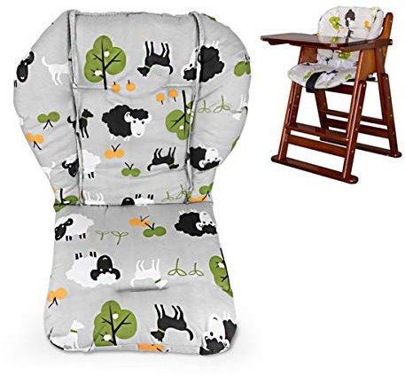 Twoworld Hochstuhl Kissen, große Verdickung Kinderwagen/Auto/Hochstuhl Sitzkissen Liner Mat Pad Cover Protector atmungsaktiv (Graue Schafe)