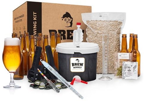 Brew Monkey® Set de Elaboración de Cerveza Rubia | Luxe Kit 5 litros de cerveza | 6,4% vol. | Kit Para Hacer Cerveza | Kit Cerveza Artesanal | Regalos Originales para Hombre | Regalo del Día del Padre