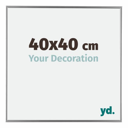 Your Decoration - Bilderrahmen 40x40 cm - Silber Hochglanz - Bilderrahmen aus Kunststoff mit Acrylglas - Antireflex - 40x40 Rahmen - Evry