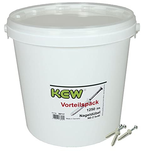 KEW 600 x spikpluggar med cylinderhuvud och förmonterad nagelskruv – spridningsplugg – nylonpluggar med slagspärr – 6 x 80 mm – 600 pack