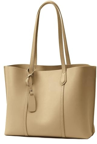 PORRASSO Handtasche Damen Schultertasche Groß Shopper Tasche Henkeltaschen PU Leder Shopper Taschen für Schule Arbeit Reisen Khaki