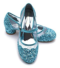 ELSA & ANNA Scarpe da principessa per ragazze - Scarpe con tacco 3cm - Scarpe per costumi Elsa glitterate per feste e compleanni - Tacchi alti per bambini (SH2205)