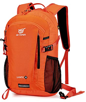 SKYSPER Small Hiking Backpack, 20L Lightweight Travel Backpacks Hiking Daypack Rucksack Women Men for Trekking Backpacking Outdoor Sports(Orange)