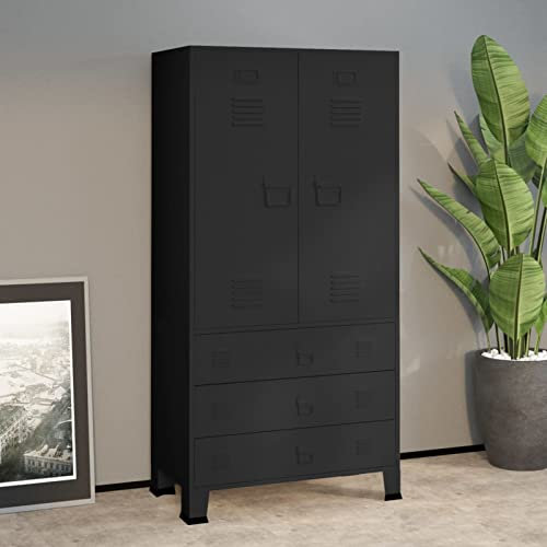 Festnight Armario Industrial Armarios Metalicos Muebles Metal Armario Ropero Metal Armario Garaje 90x50x180 cm Negro