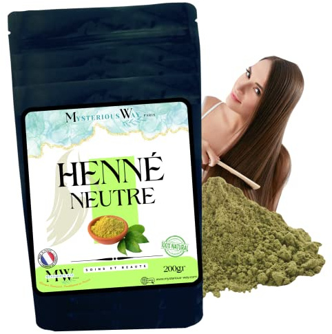 Henné neutre en poudre cheveux Incolore soin cheveux - Anti Poux et pellicule | Masque et Gommage pour visage, corps et soin peau naturel | après shampoing- sans coloration cheveux (200g)