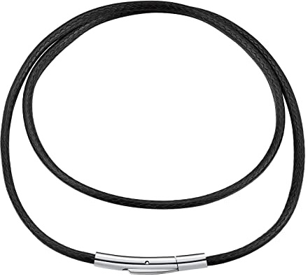 FindChic 2/3MM geflochten Lederkette Herren Damen Kautschuk Halsband mit Edelstahl Verschluss Schwarz/Braun 41-76cm wählbar