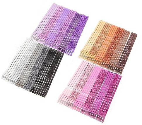 Didiseaon 192pcs Glitter Powder Bobby Pins Stoving Varnish Metal Hair Clips for Buns Pink Sparkly Hair Accessories Reusable