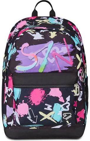 Seven Zaino Scuola Pro XXL Reversibile Detach The Double, GraffitiLoad, Nero Fucsia, 3 Zaini in 1, Doppio Scomparto Con Auricolari Wireless, Tasca Porta PC e Tasca Porta Borraccia, Zaino Medie